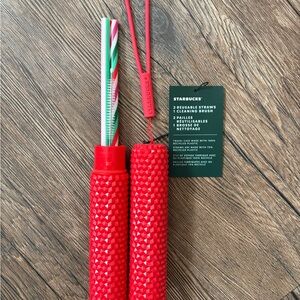 Starbucks Vibrant Red Reusable Straw Set